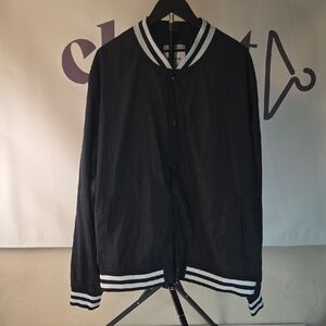 Goodfellow & Co Black Varsity Jacket with White Stripes